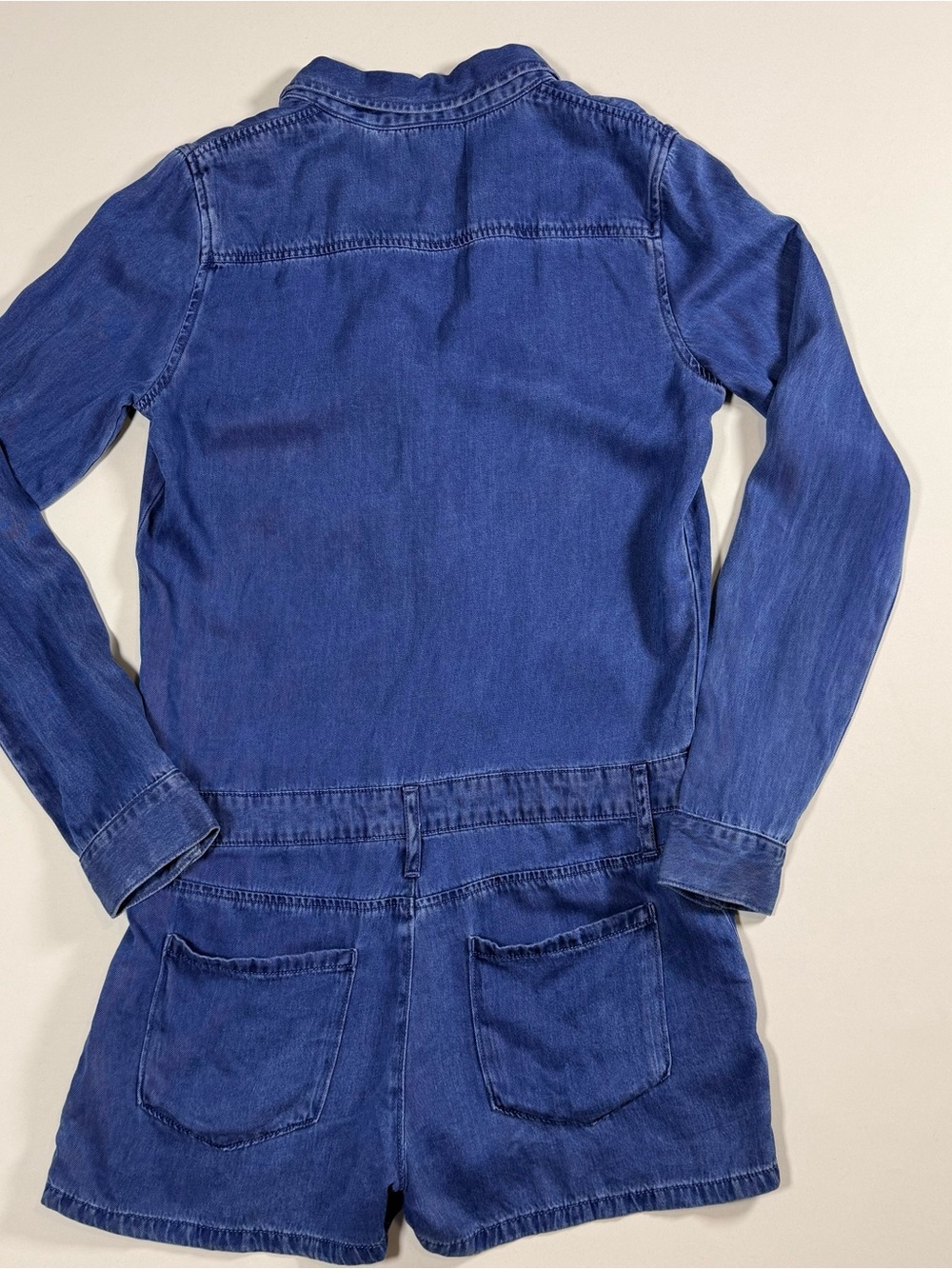 NWT PAIGE Blue Denim Arley Lace Up Long Sleeve Romper Size S - Picture 5 of 11